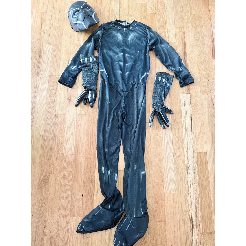Marvel Black Panther Costume Kid Jumpsuit Mask & Claw Gloves Set Youth M 8